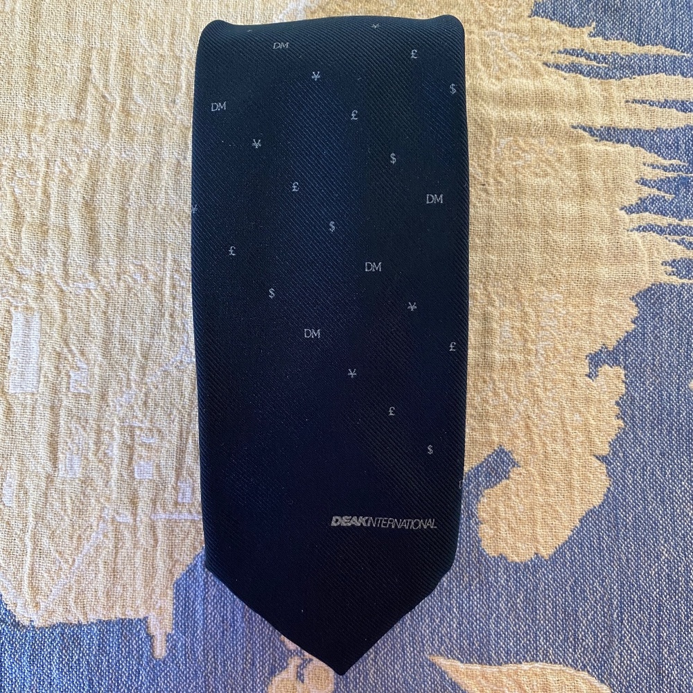 VTG I Currency Print Tie I Deak International I Navy Blue